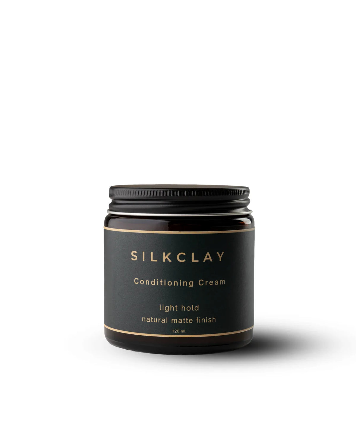 SILKCLAY Silkcream, crema para el pelo de hombre, bote de 120 ml sobre fondo blanco