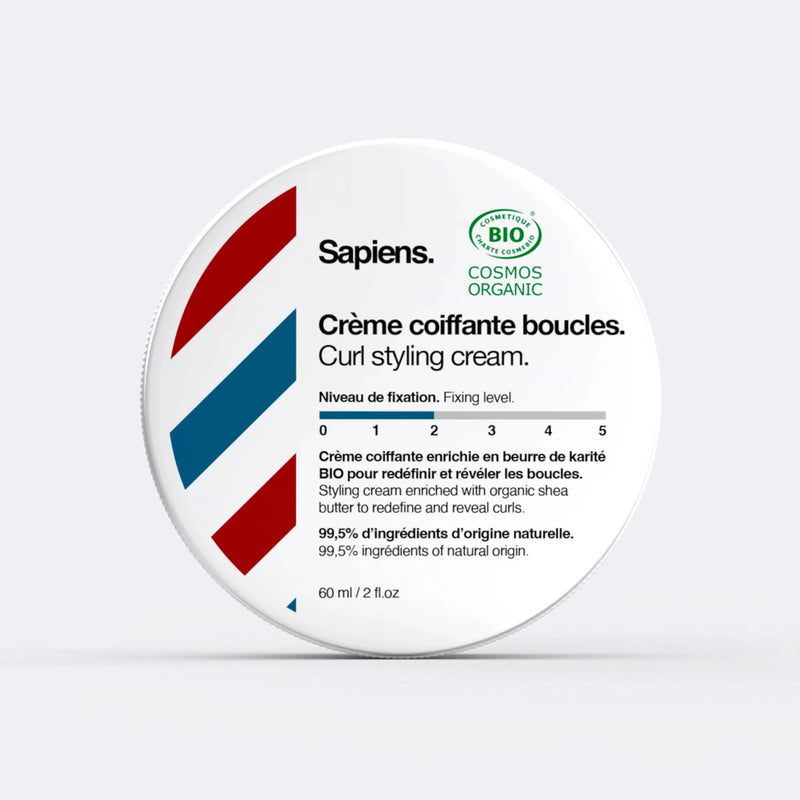 SAPIENS crema de peinado para rizos: tarro con sello Cosmos Organic