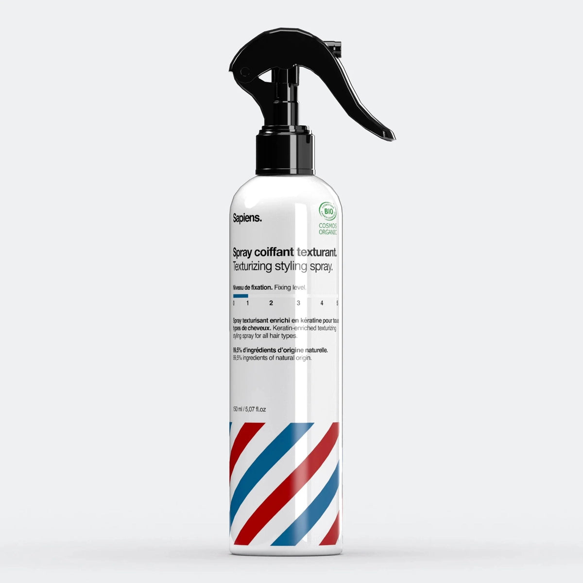 SAPIENS spray de sal marina: botella con gatillo y rayas de barbería