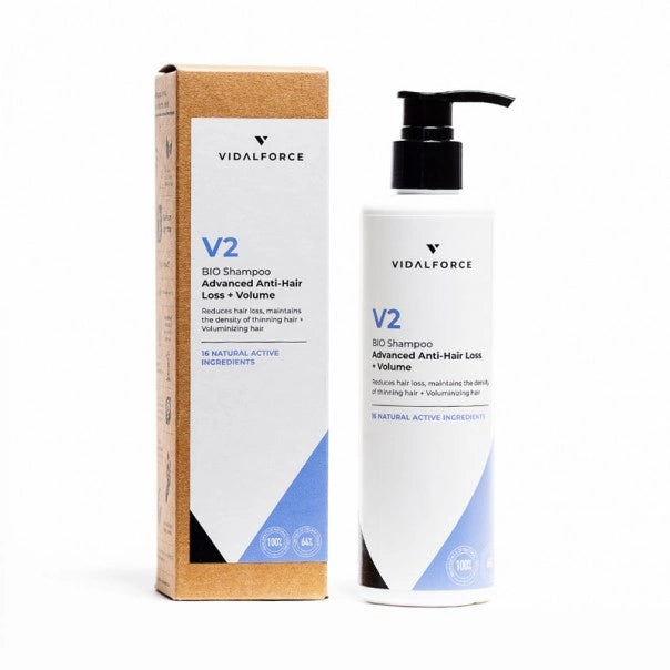 VIDALFORCE champú V2: caja y botella