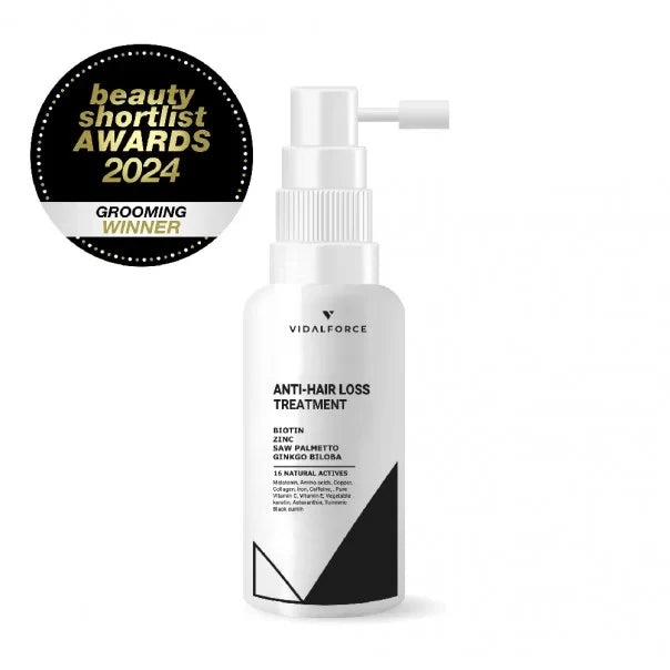 VIDALFORCE tónico tratamiento anticaída con biotina: spray con sello Grooming Winner 2024