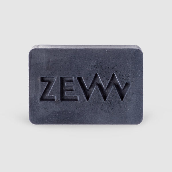 ZEW jabón sólido Beard Soap: pastilla negra con el logo en relieve