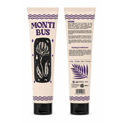 Tubo de Montibus Styling Conditioner de BY ELEMENTUM, parte frontal y trasera