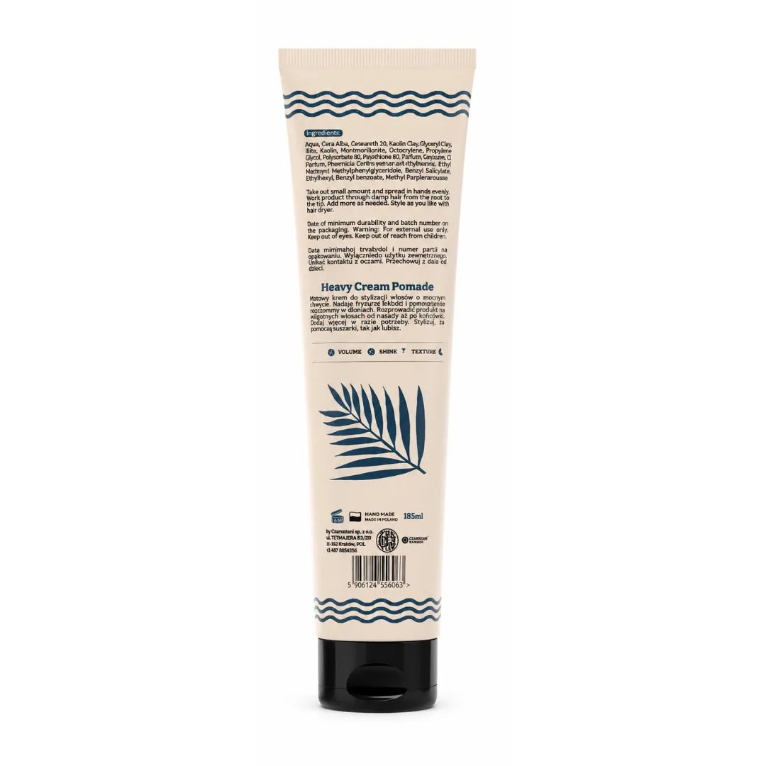 Etiqueta trasera del tubo Nubibus Heavy Cream Pomade de BY ELEMENTUM
