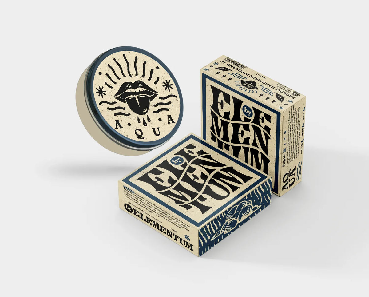 Caja y bote de pomada al agua Aqua Firm Hold Cream Pomade de BY ELEMENTUM