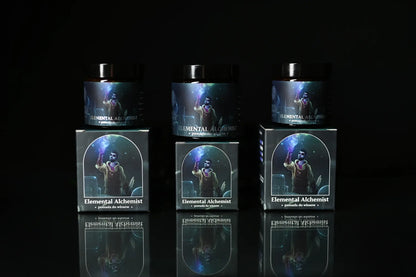 Tres botes y cajas de la pomada Elemental Alchemist de BY ELEMENTUM x Slickhaven